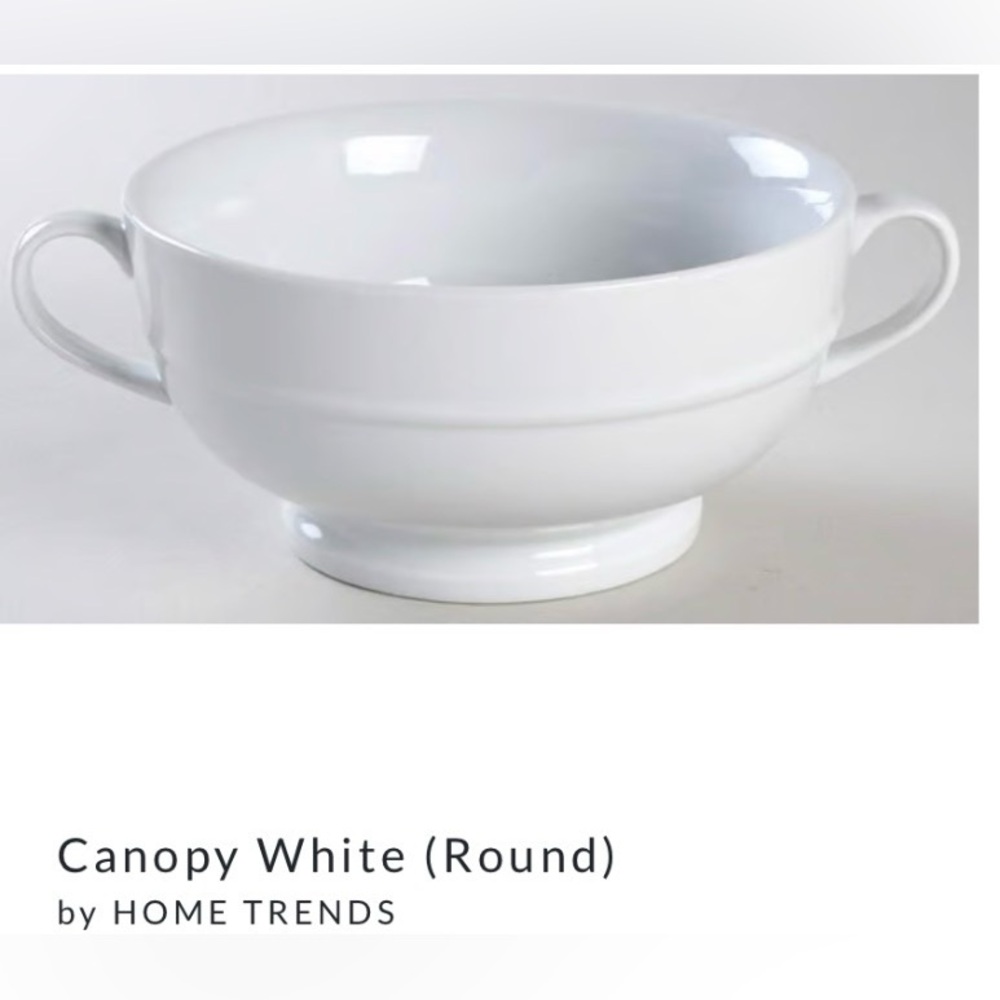 Set of 4 Home Trends Canopy White Round Cream Soup Bowls with 2 Handles